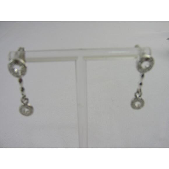 Silver Tone Oval Stud Drop Earrings 1" Minimalist Neutral Boho Cottagecore - Picture 1 of 6